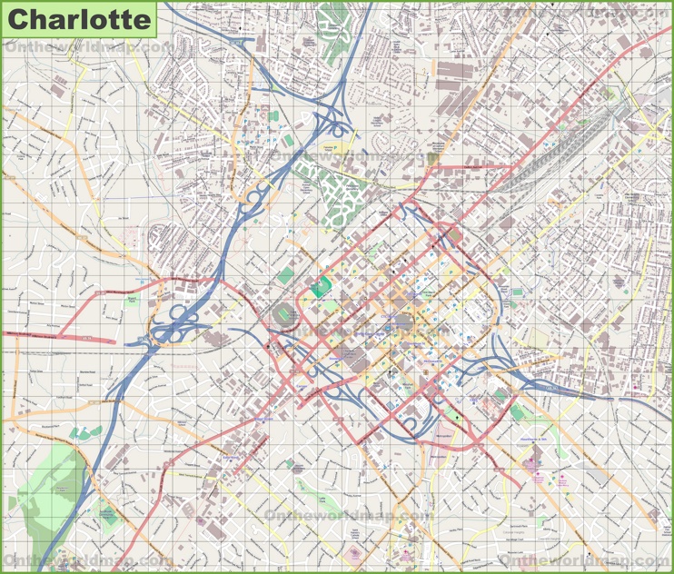 Large Detailed Map Of Charlotte Max 