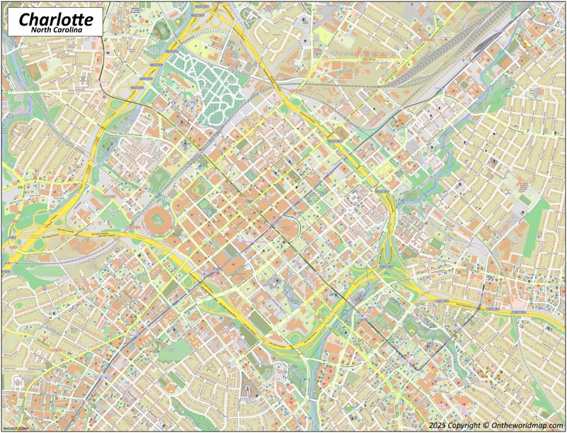 Large detailed map of Charlotte