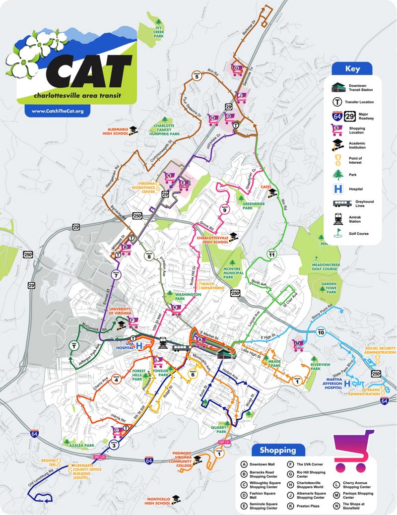 Charlottesville Bus Map