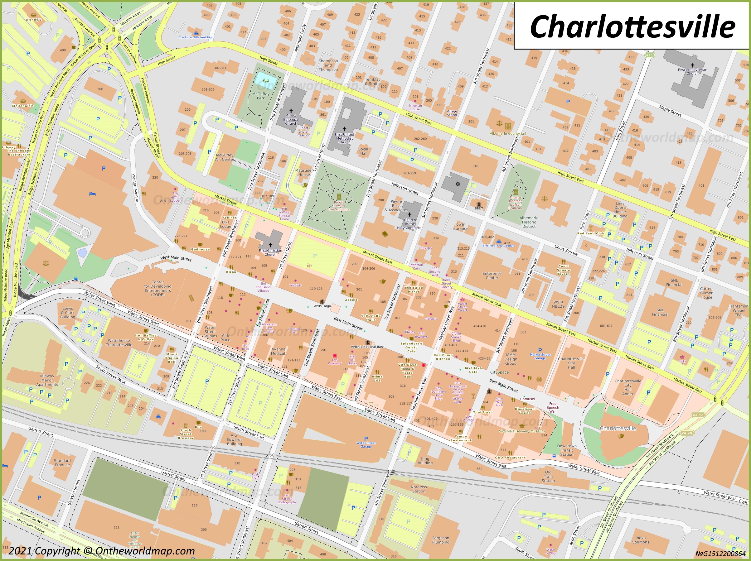 Charlottesville Downtown Map 