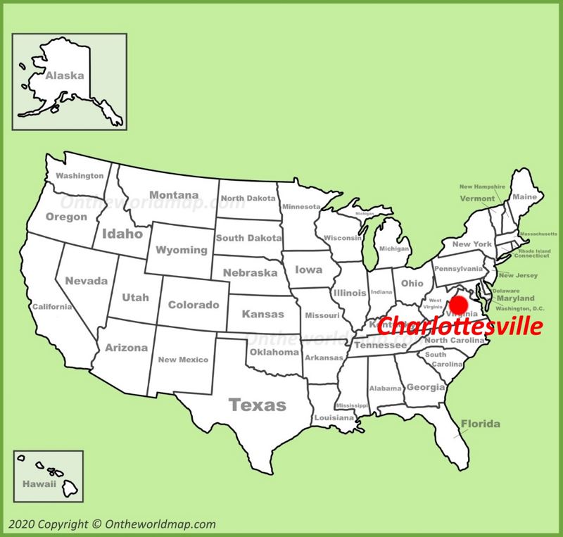 Charlottesville location on the U.S. Map