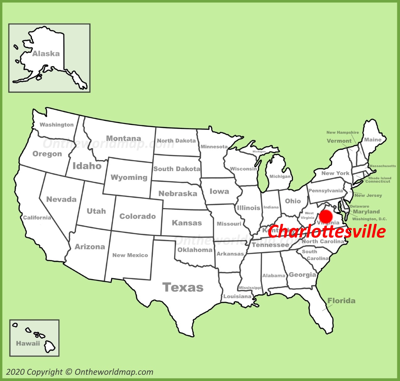 Charlottesville Location On The Us Map 
