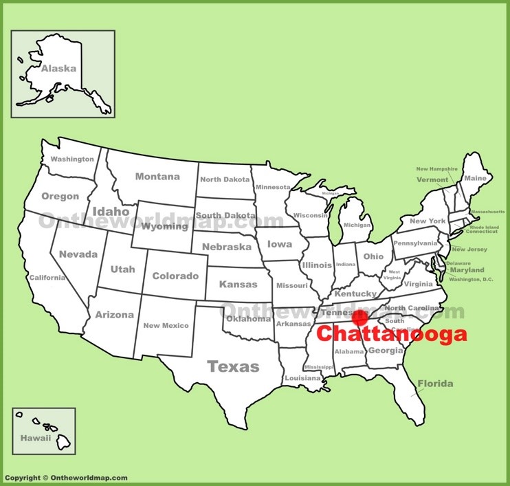 Chattanooga location on the U.S. Map