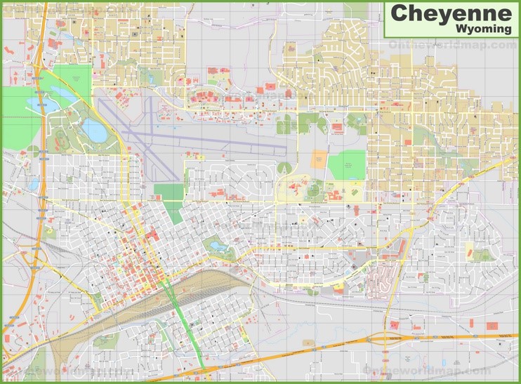 Large detailed map of Cheyenne