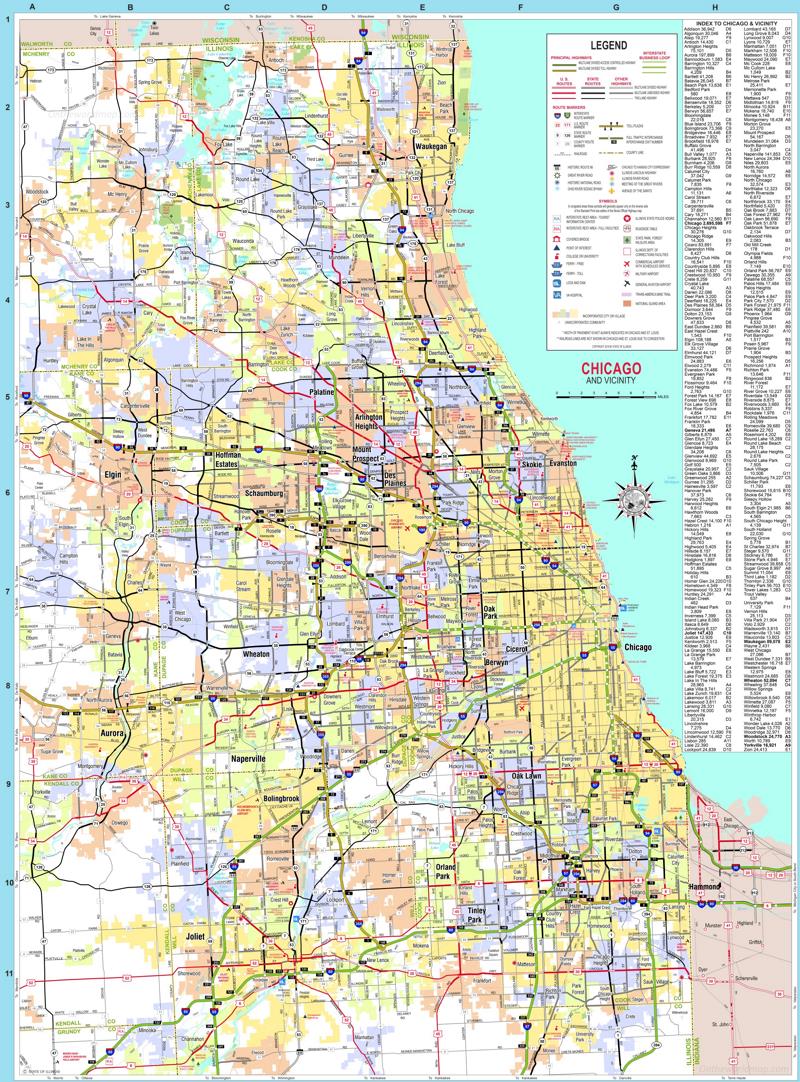 Chicago And Vicinity Map