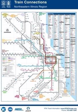 Chicago CTA, Metra and subway map