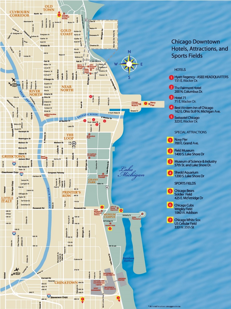 Chicago downtown map Ontheworldmap com