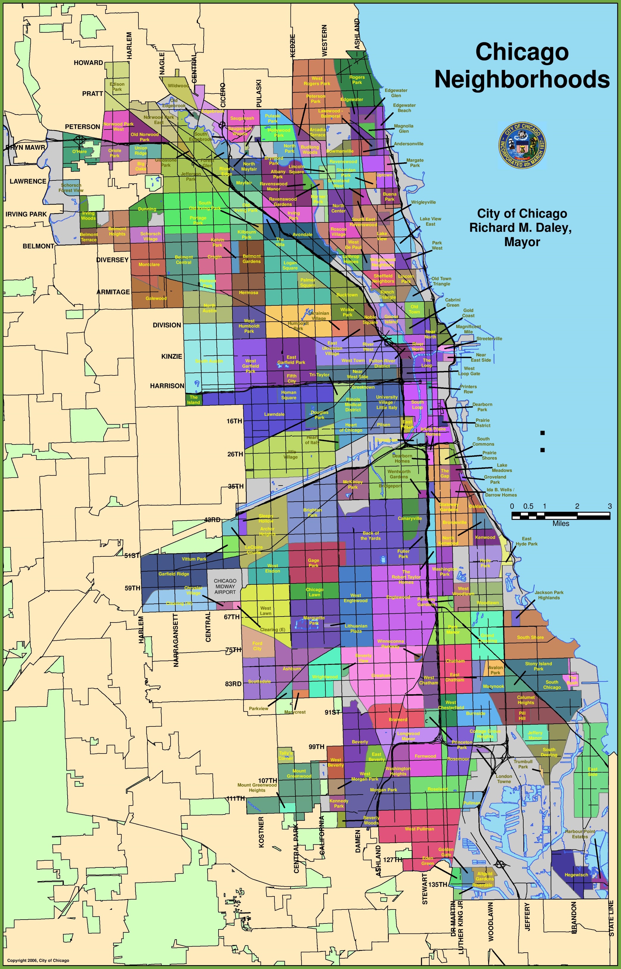 Map of Chicago neighborhoods Ontheworldmap com