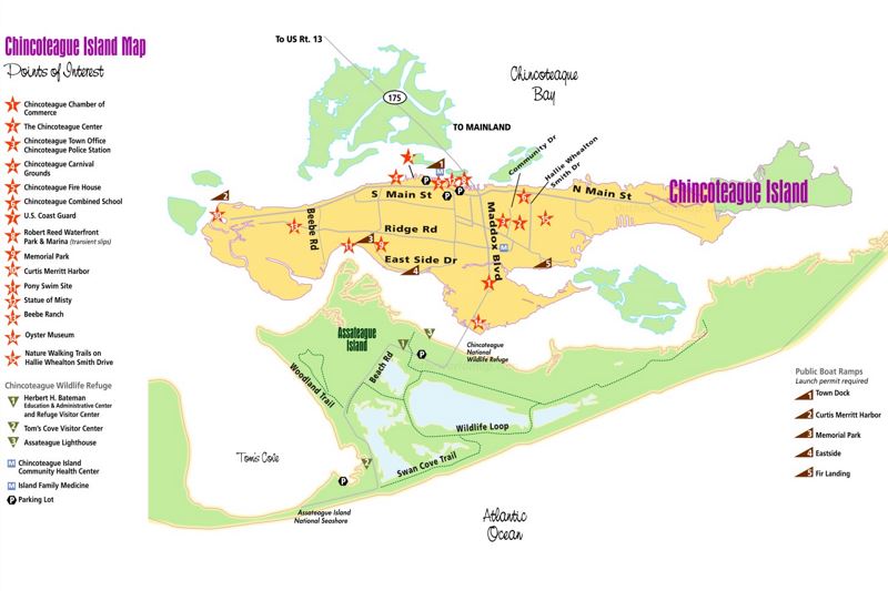 Chincoteague Island Tourist Map