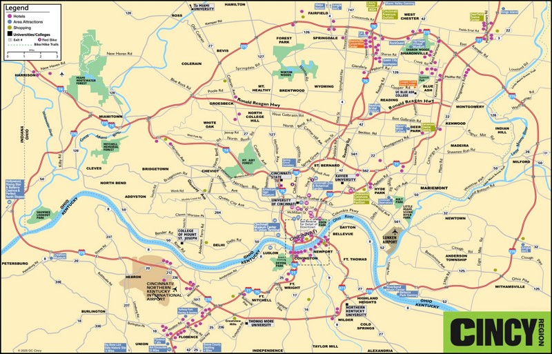 Cincinnati Area Tourist Map