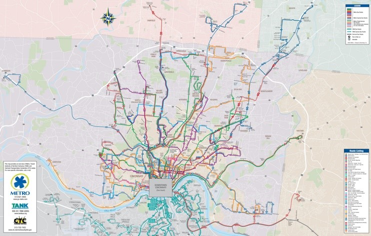Greater Cincinnati transport map