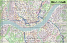 Large detailed map of Cincinnati