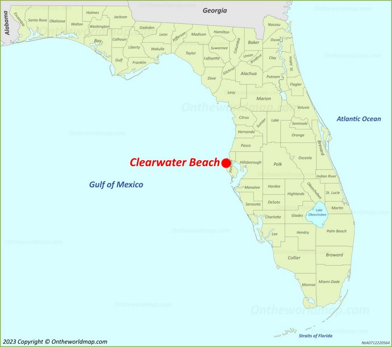 Clearwater Beach Location On The Florida Map