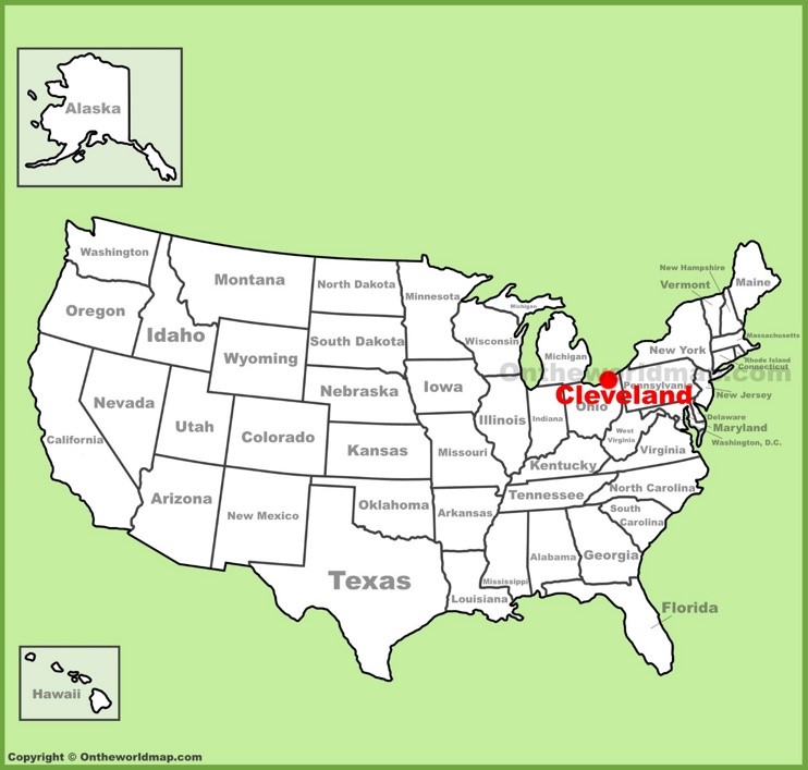 Cleveland location on the U.S. Map