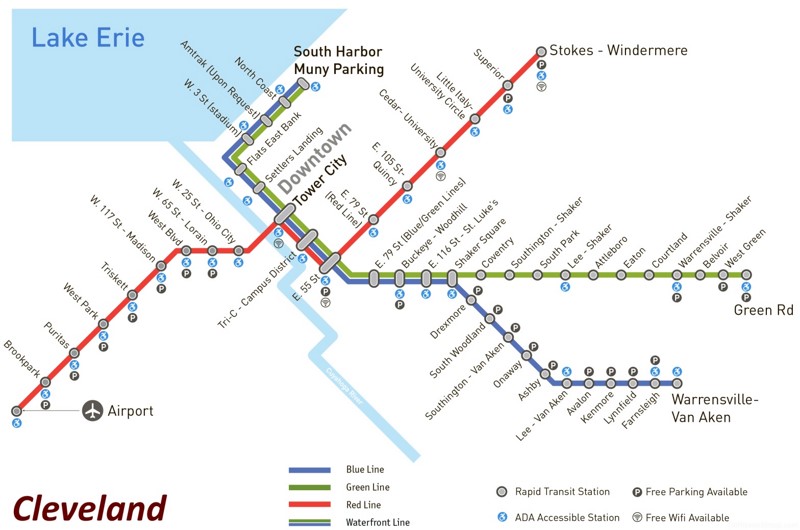 Cleveland RTA Rapid Transit Map