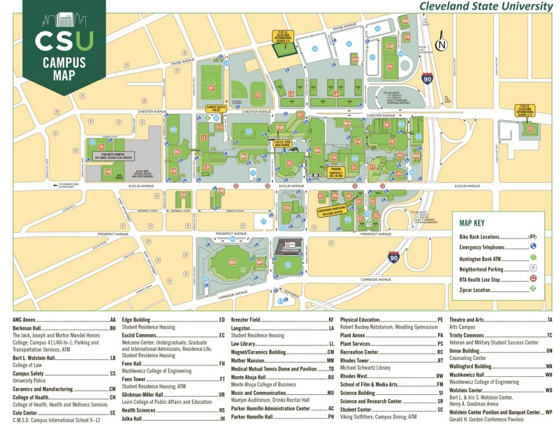 Cleveland State University Campus Map