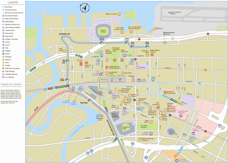 Downtown Cleveland Transport Map