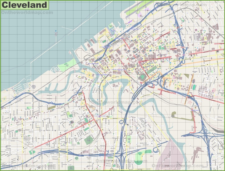 Large detailed map of Cleveland