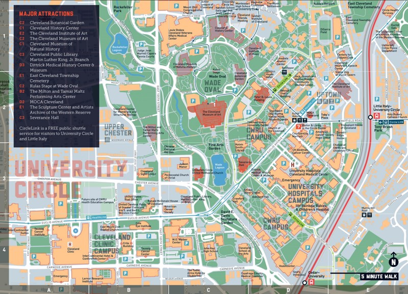 Cleveland University Circle Attractions Map