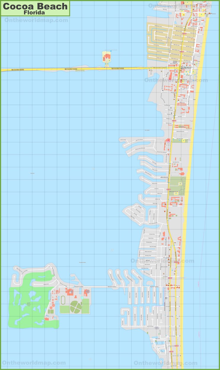 Large detailed map of Cocoa Beach