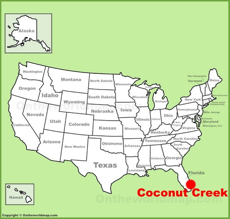 Coconut Creek location on the U.S. Map