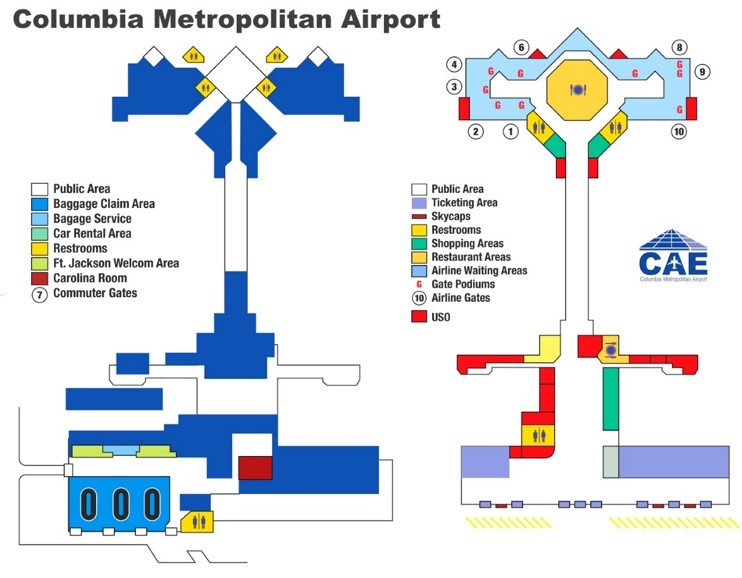 Columbia Metropolitan Airport Map