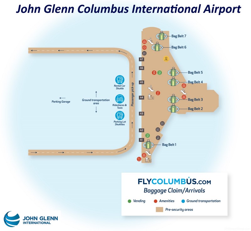 Columbus International Airport Arrivals Area Map