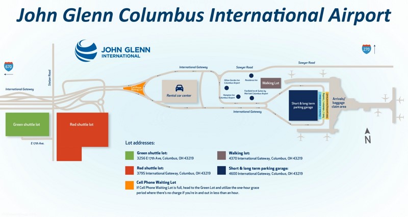 Map of John Glenn Columbus International Airport Map