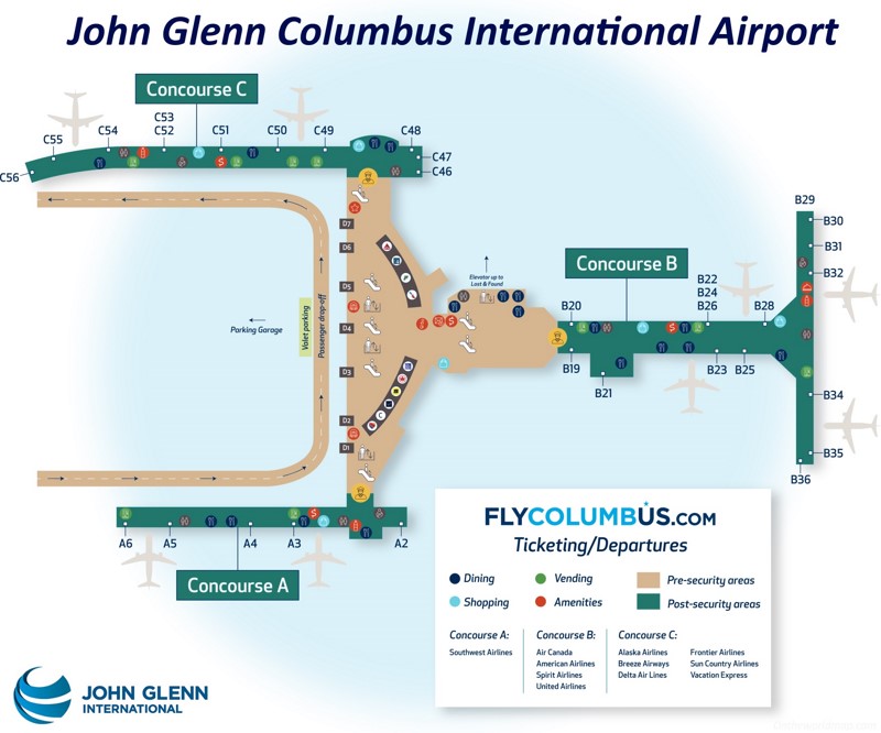 Columbus International Airport Terminal Map