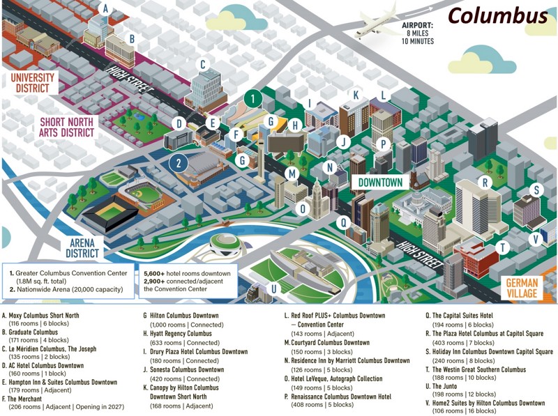 Columbus Hotel Map
