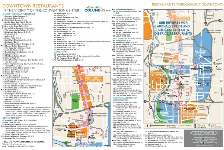 Columbus restaurants map