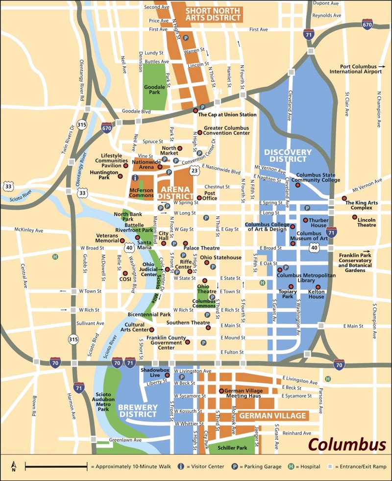 Columbus Sightseeing Map
