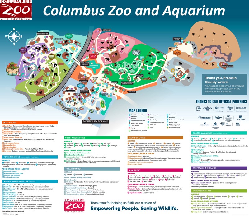 Columbus Zoo and Aquarium Map