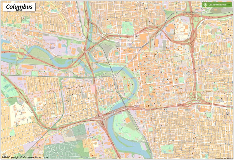 Large Detailed Map of Columbus