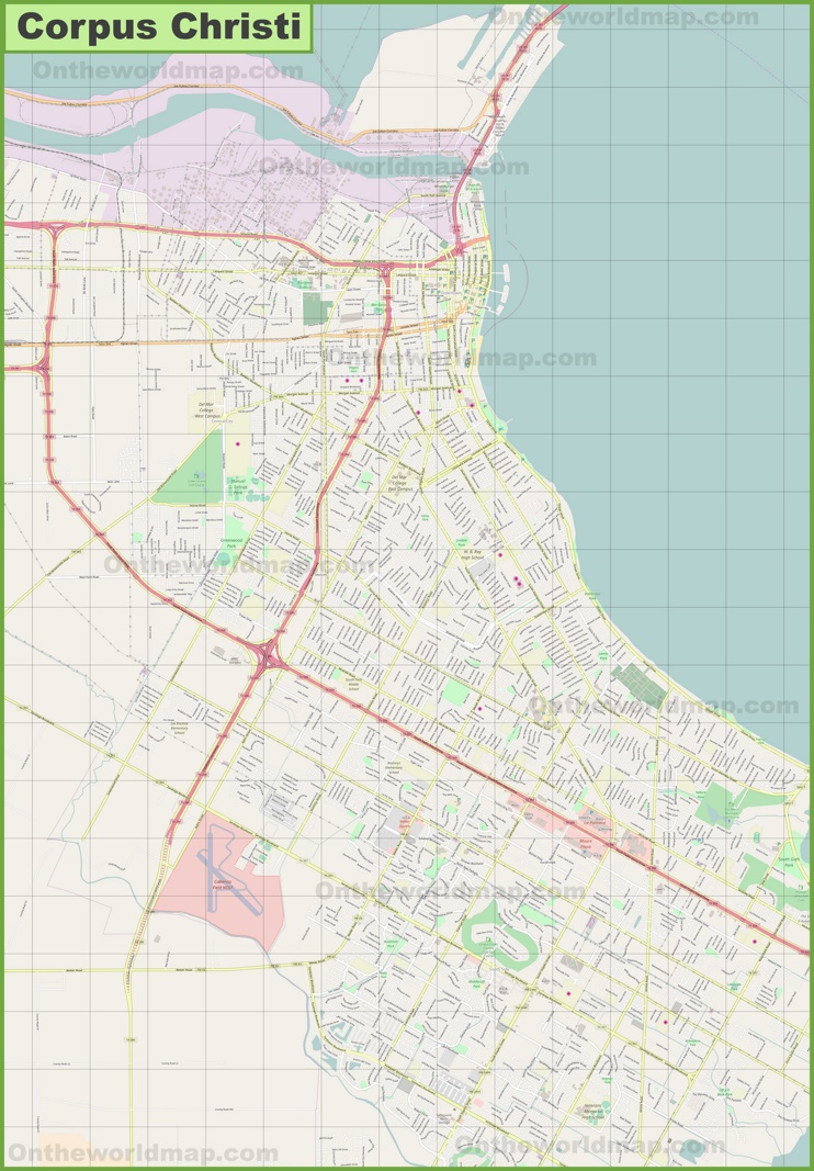 Large detailed map of Corpus Christi