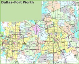 Dallas and Fort Worth map