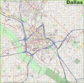 Large detailed street map of Dallas