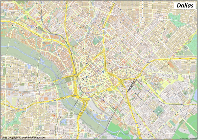 Large detailed street map of Dallas