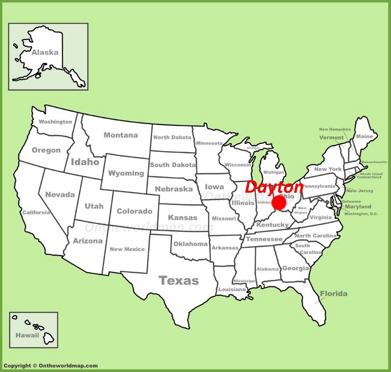 Dayton location on the U.S. Map