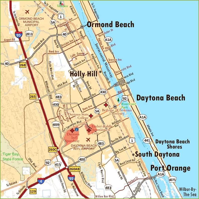 Daytona Beach Area Road Map Max 