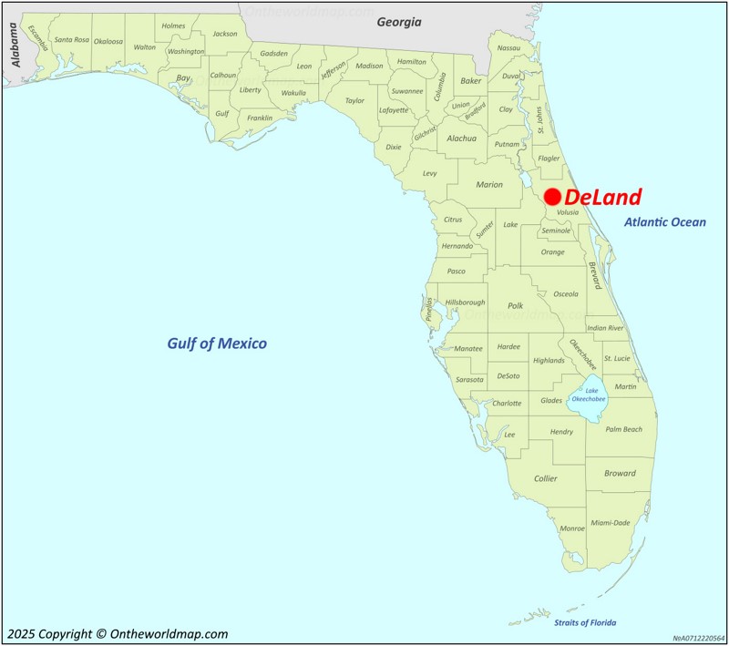 DeLand Location On The Florida Map