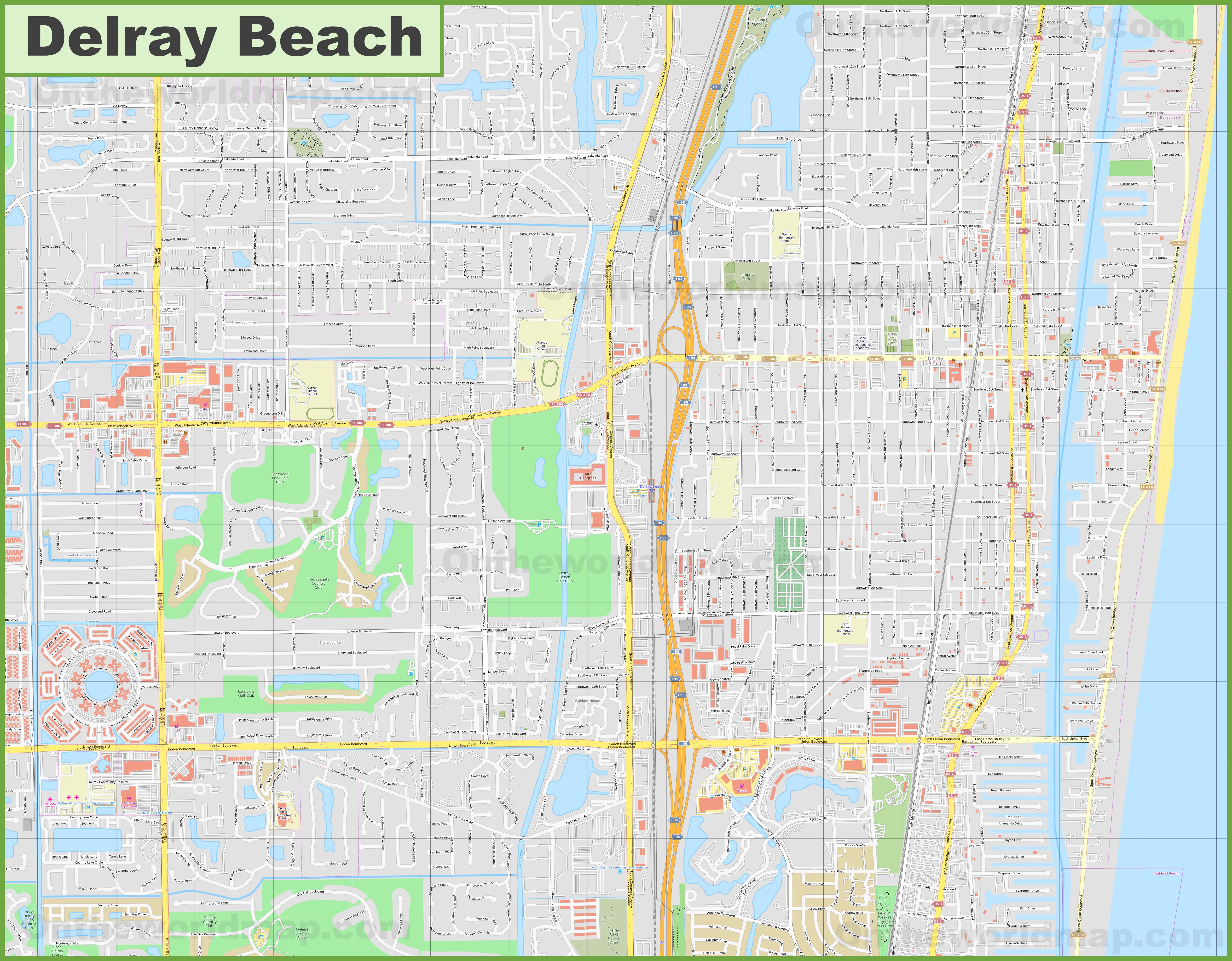 Delray Beach Map With Street Names Large Detailed Map Of Delray Beach