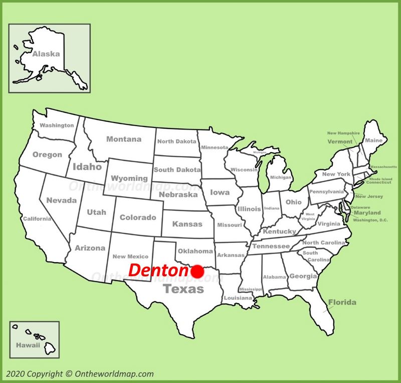 Denton location on the U.S. Map