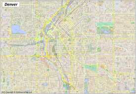 Large detailed street map of Denver