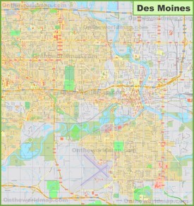 Large detailed map of Des Moines