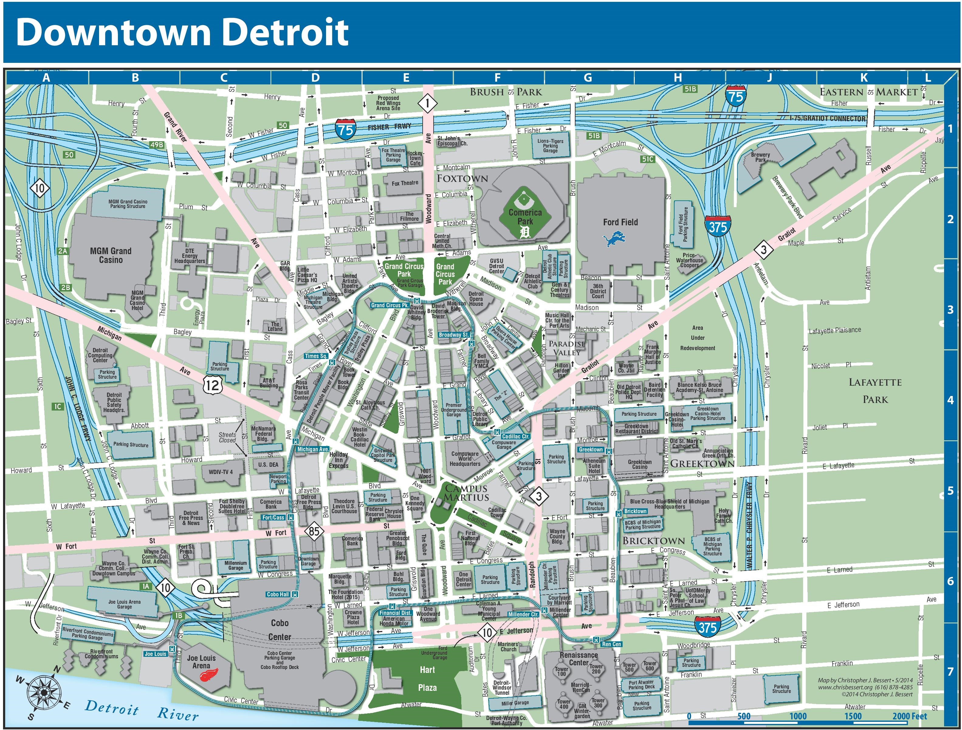 Detroit Downtown Map 