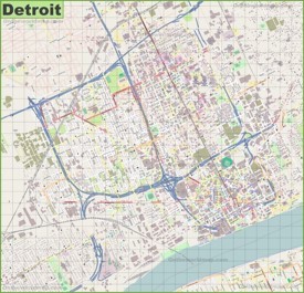 Large detailed map of Detroit