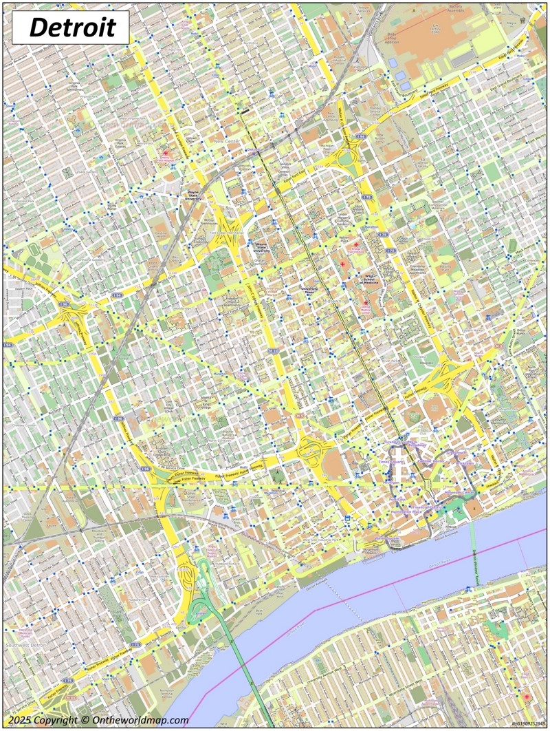 Large detailed map of Detroit