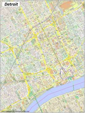 Large detailed map of Detroit