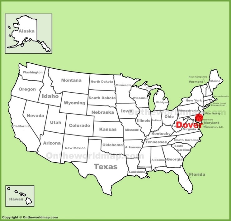 Dover location on the U.S. Map